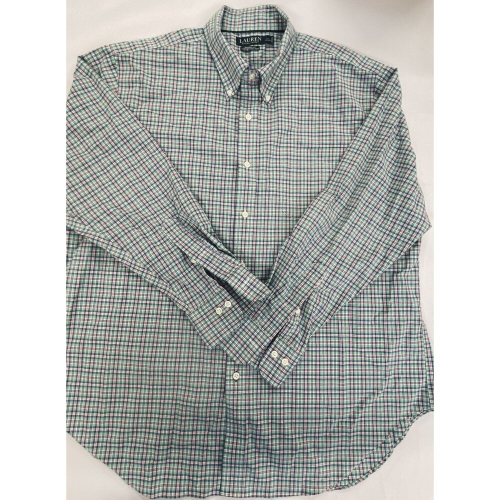 Lauren Ralph Lauren Mens Long Sleeve Button Down Plaid Classic Fit Size 17 1/2 x